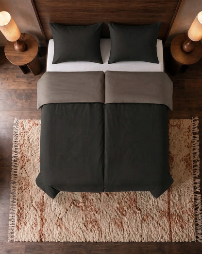 Zelesta Pure Duo No Stitch Baumwolle Bettdecke - Schwarz & Anthrazit
