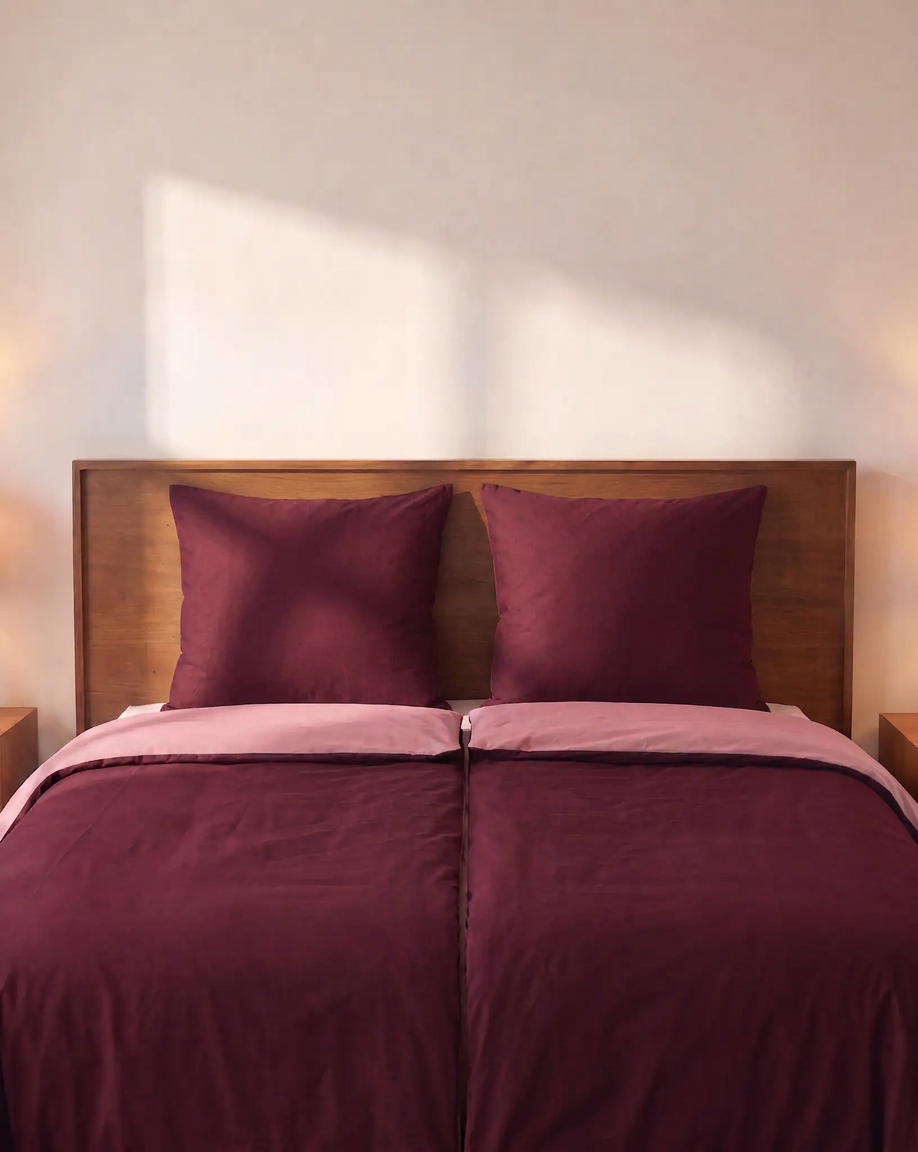 Zelesta Comfort Duo No Stitch Bettdecke - Altrosa & Burgunderrot