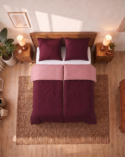 Zelesta Comfort Duo No Stitch Bettdecke - Altrosa & Burgunderrot