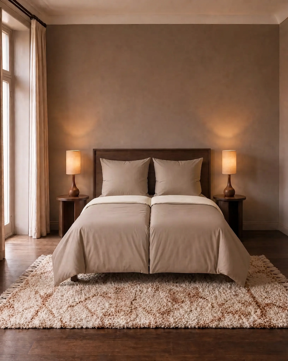 Zelesta Pure Duo No Stitch Baumwolle Bettdecke - Grau & Cremefarben