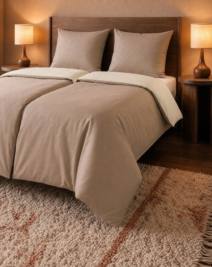 Zelesta Pure Duo No Stitch Baumwolle Bettdecke - Grau & Cremefarben