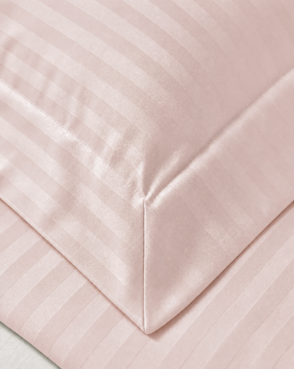 Zelesta Deluxe Hotel Stripe Nahtlose Baumwollsatin Bettdecke - Rosa
