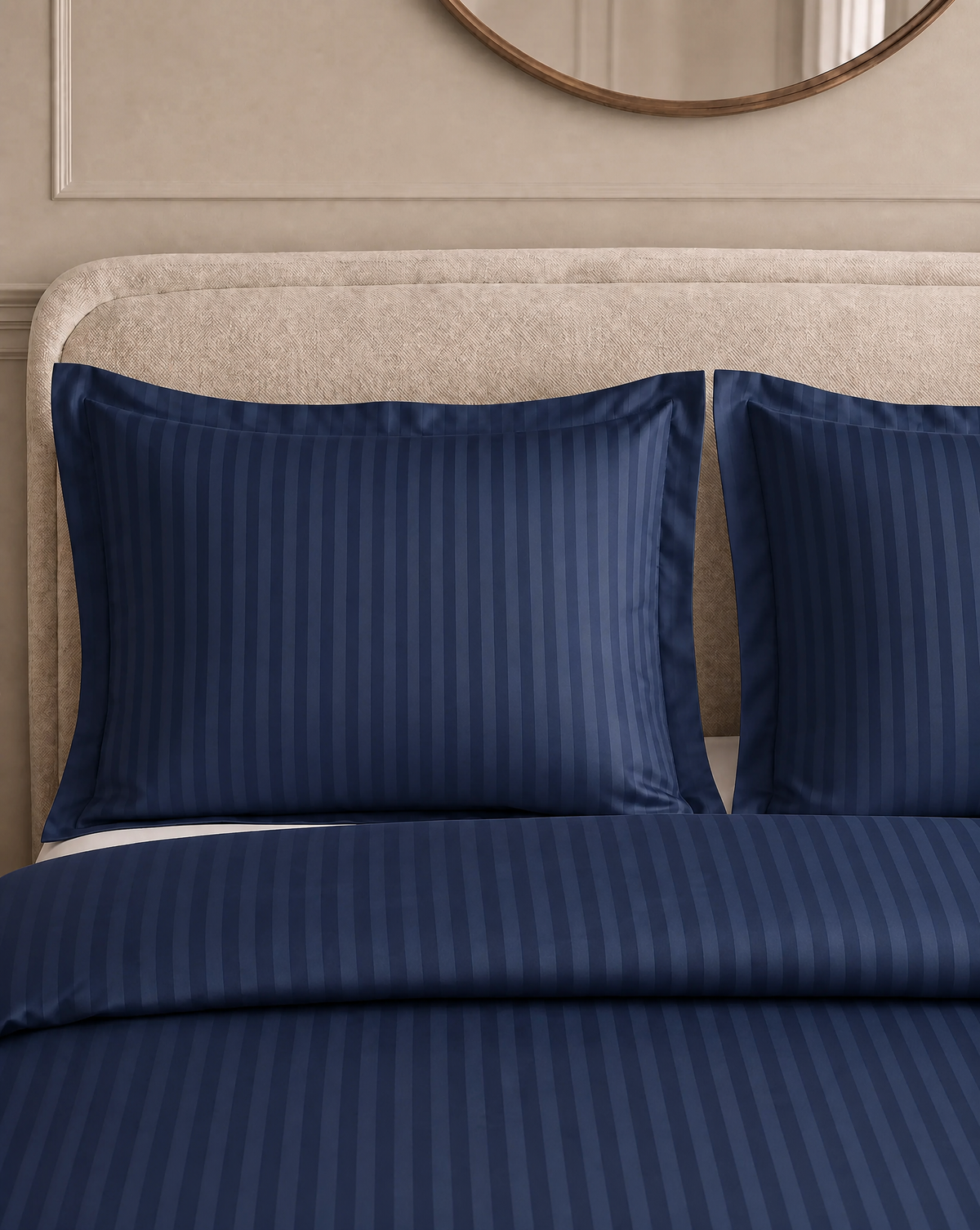 Zelesta Deluxe Hotel Stripe Nahtlose Baumwollsatin Bettdecke - Blau