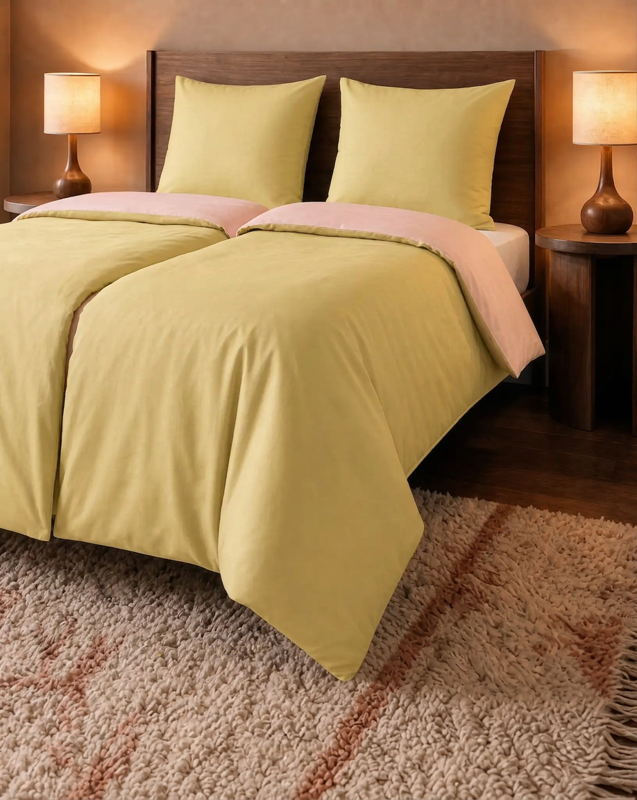 Zelesta Pure Duo No Stitch Baumwolle Bettdecke - Rosa & Gelb