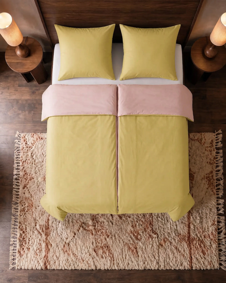 Zelesta Pure Duo No Stitch Baumwolle Bettdecke - Rosa & Gelb