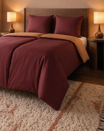 Zelesta Pure Duo No Stitch Baumwolle Bettdecke - Braun & Rot