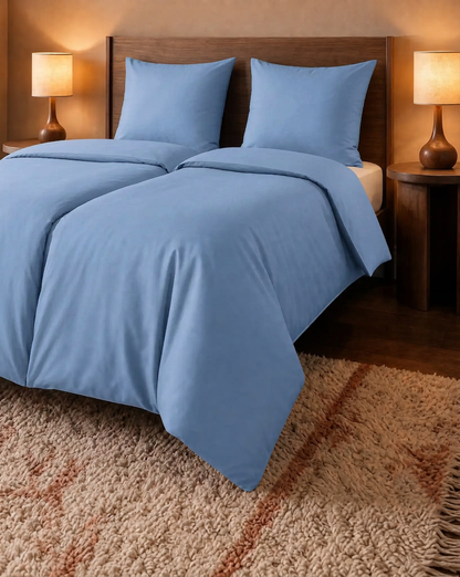 Zelesta Pure Uni No Stitch Baumwolle Bettdecke - Zartes Chambrayblau