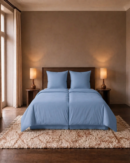 Zelesta Pure Uni No Stitch Baumwolle Bettdecke - Zartes Chambrayblau