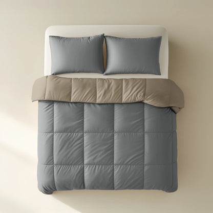 Zelesta Deluxe Duo Perkal-Baumwolle Sommerdecke - Anthrazit & Taupe