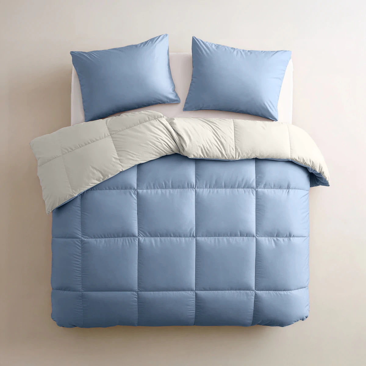 Zelesta Deluxe Duo Perkal-Baumwolle Sommerbettdecke - Traumblau & Creme