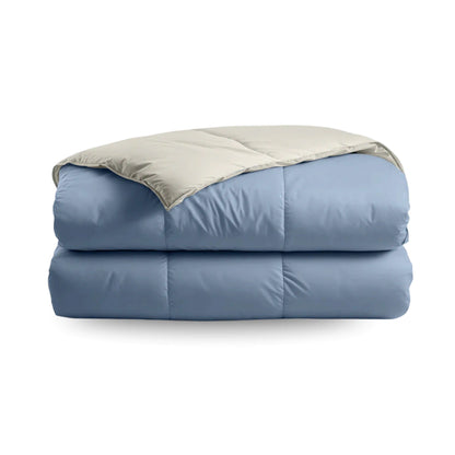 Zelesta Deluxe Duo Perkal-Baumwolle Sommerbettdecke - Traumblau & Creme