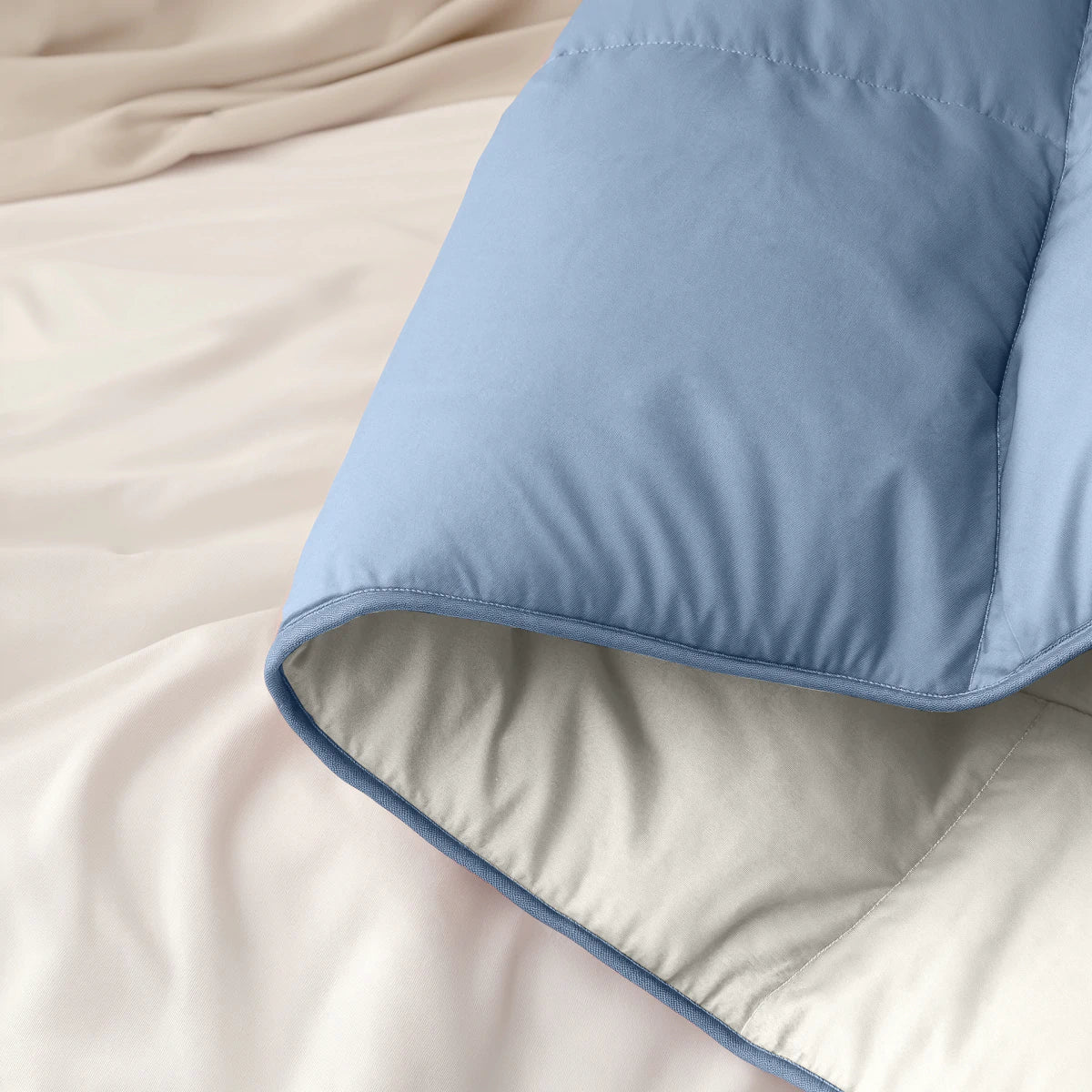 Zelesta Deluxe Duo Perkal-Baumwolle Sommerbettdecke - Traumblau & Creme