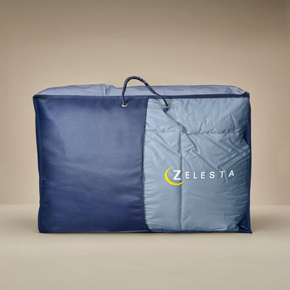 Zelesta Deluxe Duo Perkal-Baumwolle Sommerbettdecke - Traumblau & Creme