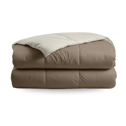 Zelesta Deluxe Duo Perkal-Baumwolle Sommerbettdecke - Taupe & Creme