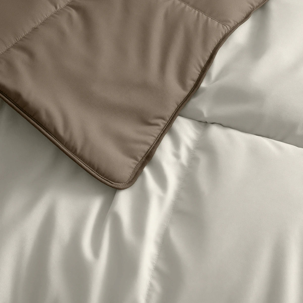 Zelesta Deluxe Duo Perkal-Baumwolle Sommerbettdecke - Taupe & Creme