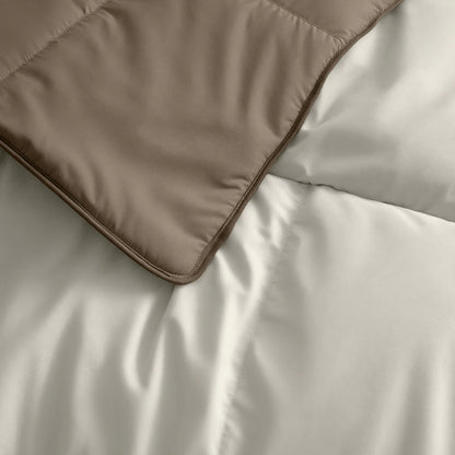 Zelesta Deluxe Duo Perkal-Baumwolle Sommerbettdecke - Taupe & Creme