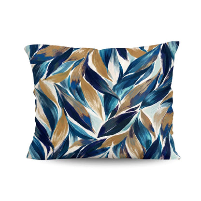 Zelesta Deluxe Design Baumwollsatin Kissenbezüge Set von 2 - Blue Multicolor Leaves
