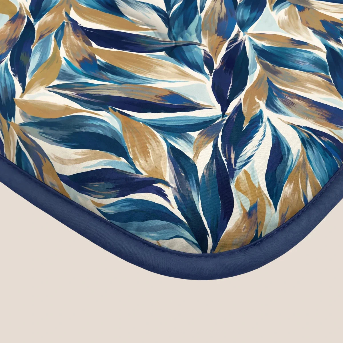 Zelesta Deluxe Design Baumwollsatin Bettdecke - Blue Multicolor Leaves