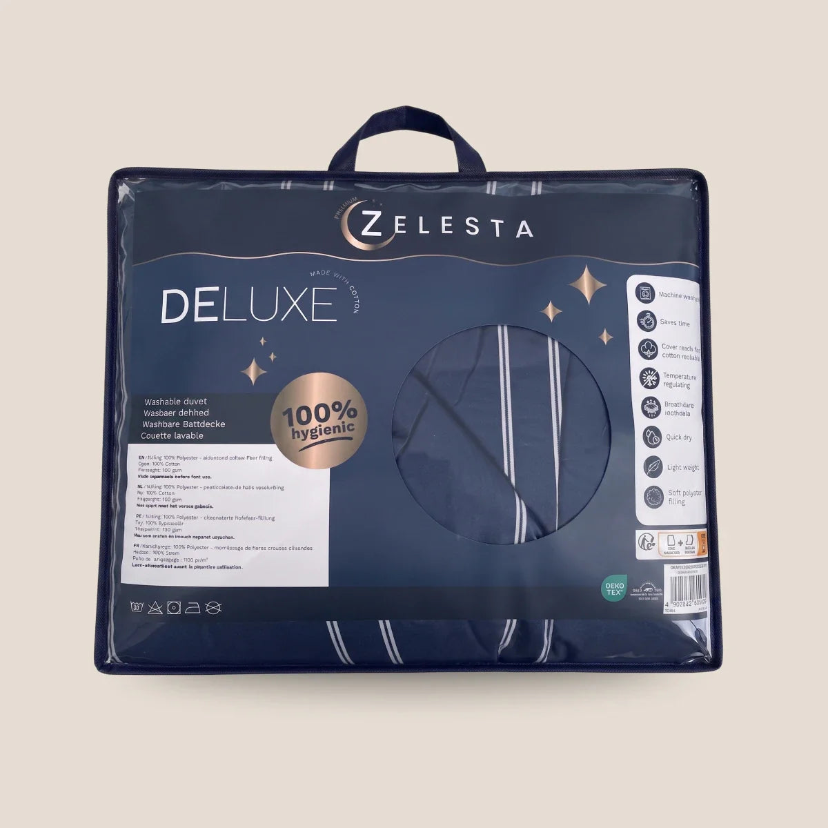 Zelesta Deluxe Design Baumwollsatin Bettdecke - Blue Stripes