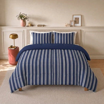 Zelesta Deluxe Design Baumwollsatin Bettdecke - Blue Stripes