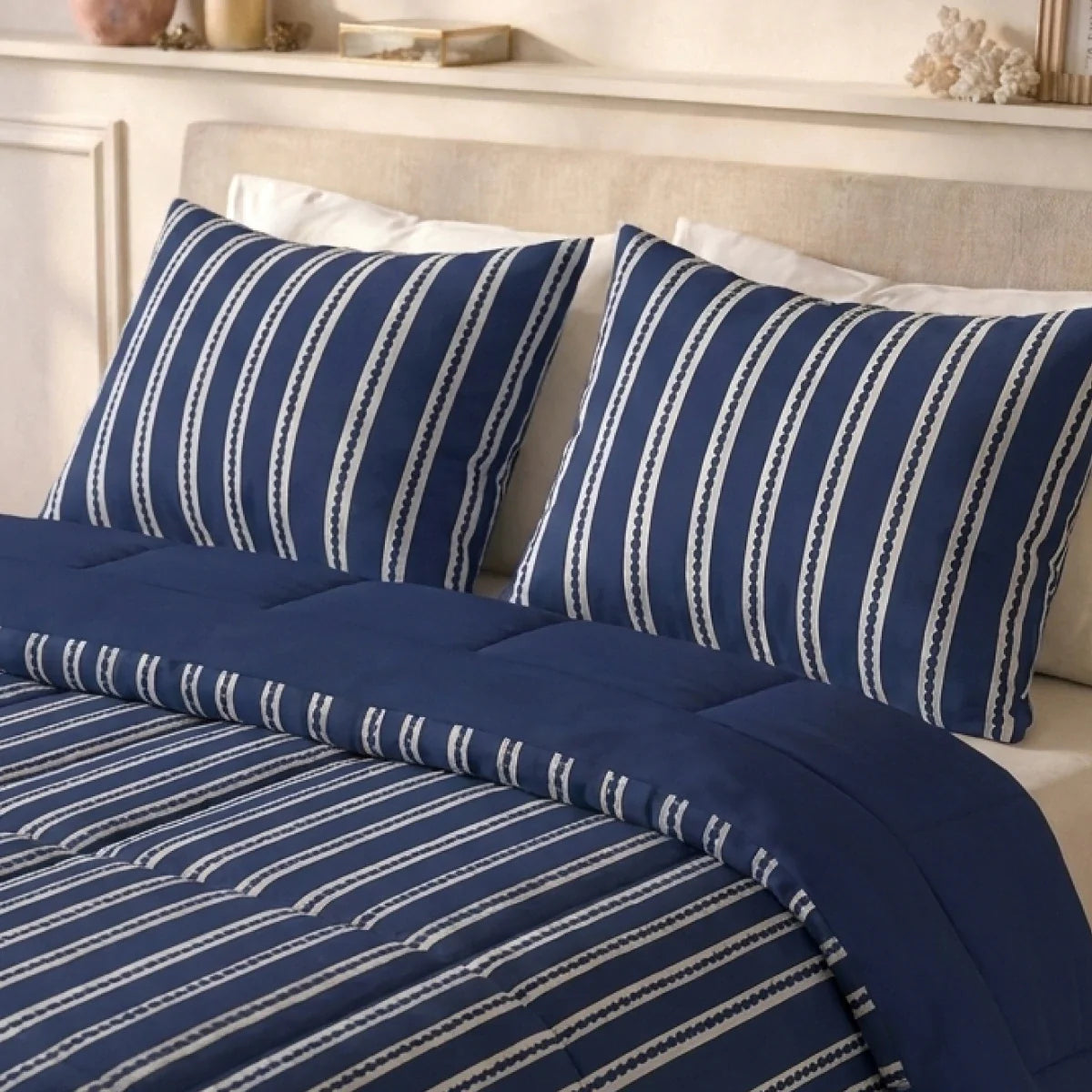 Zelesta Deluxe Design Baumwollsatin Bettdecke - Blue Stripes