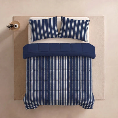 Zelesta Deluxe Design Baumwollsatin Bettdecke - Blue Stripes