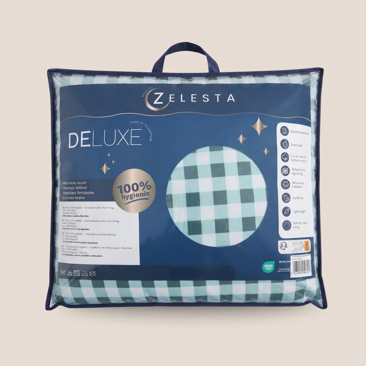 Zelesta Deluxe Design Baumwollsatin Bettdecke - Green Check
