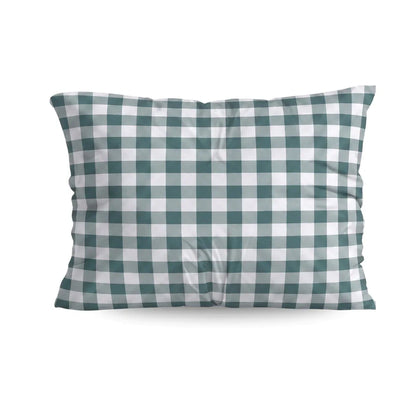 Zelesta Deluxe Design Baumwollsatin Kissenbezüge Set von 2 - Green Check
