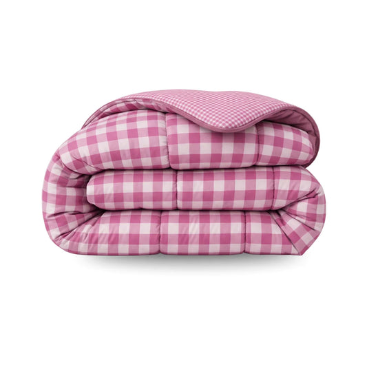 Zelesta Deluxe Design Baumwollsatin Bettdecke - Pink Check