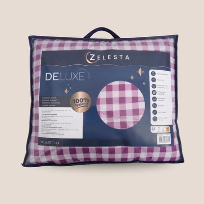 Zelesta Deluxe Design Baumwollsatin Bettdecke - Pink Check