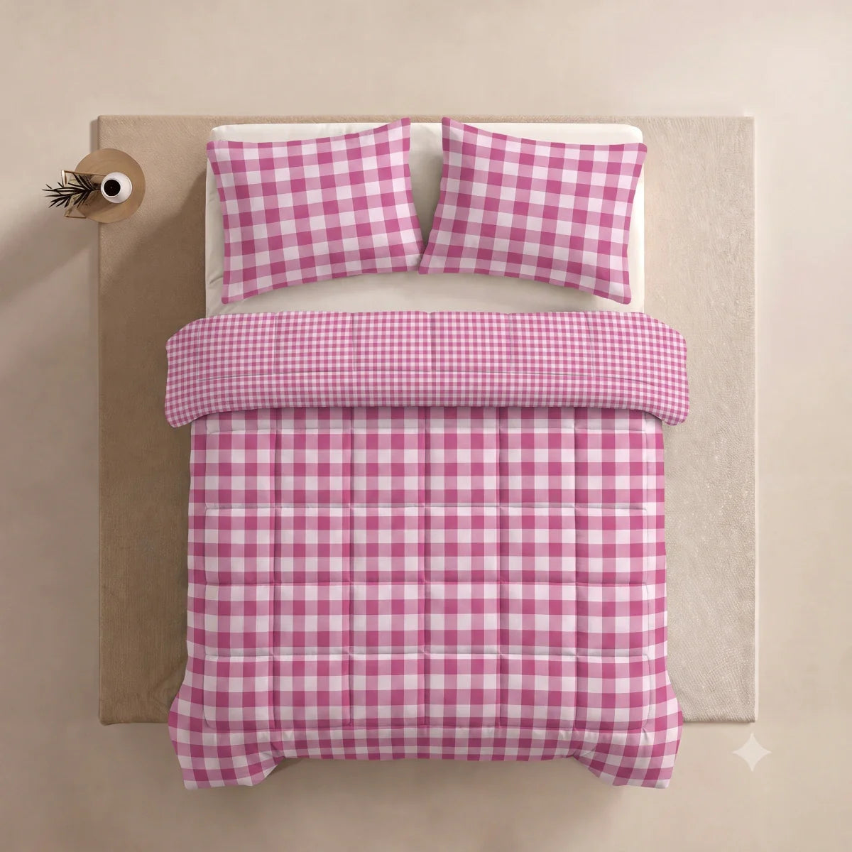 Zelesta Deluxe Design Baumwollsatin Bettdecke - Pink Check