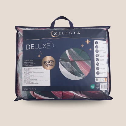 Zelesta Deluxe Design Baumwollsatin Bettdecke - Pink Multicolor Leaves