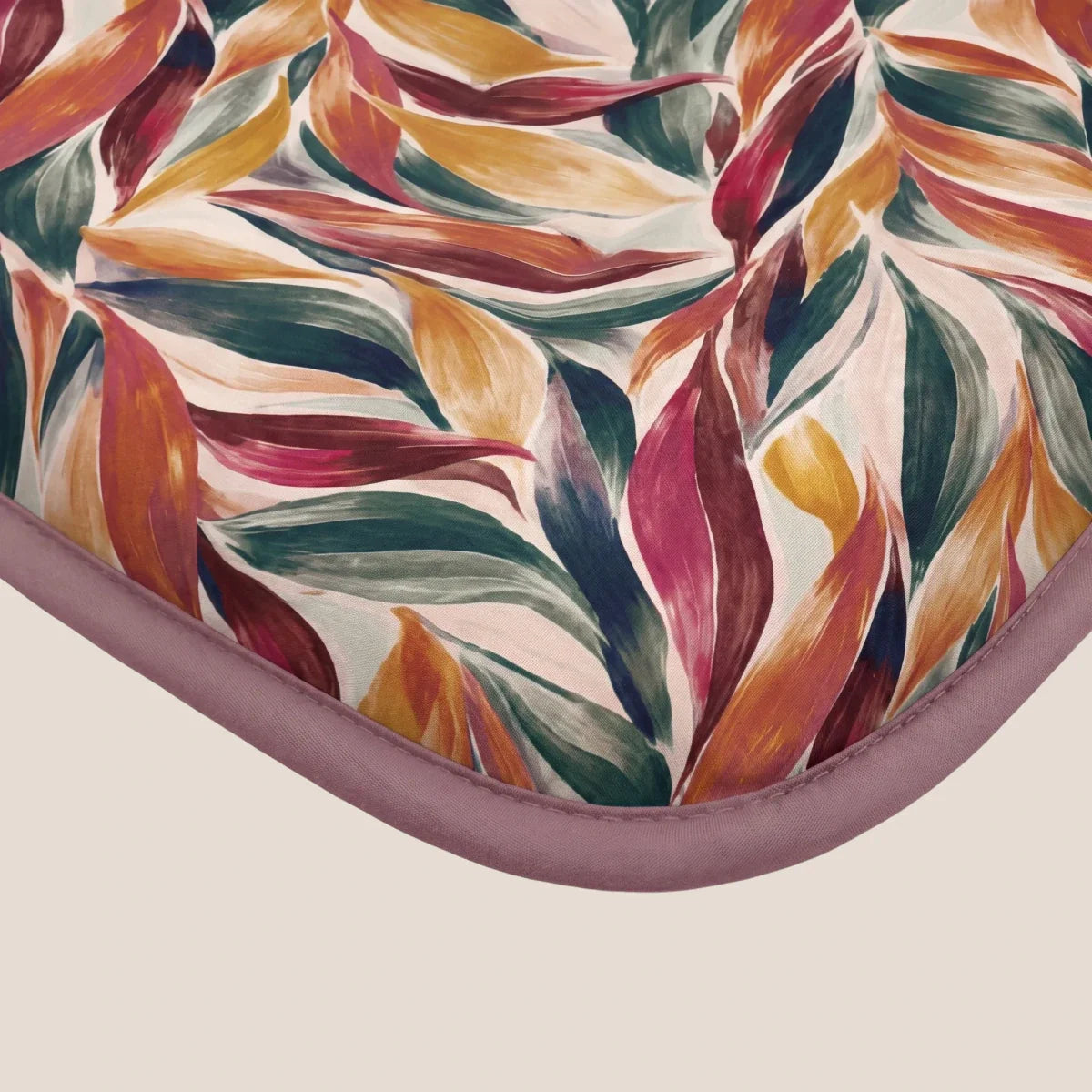 Zelesta Deluxe Design Baumwollsatin Bettdecke - Pink Multicolor Leaves