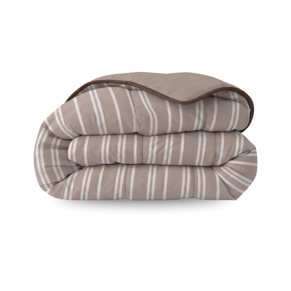 Zelesta Deluxe Design Baumwollsatin Bettdecke - Taupe Stripes