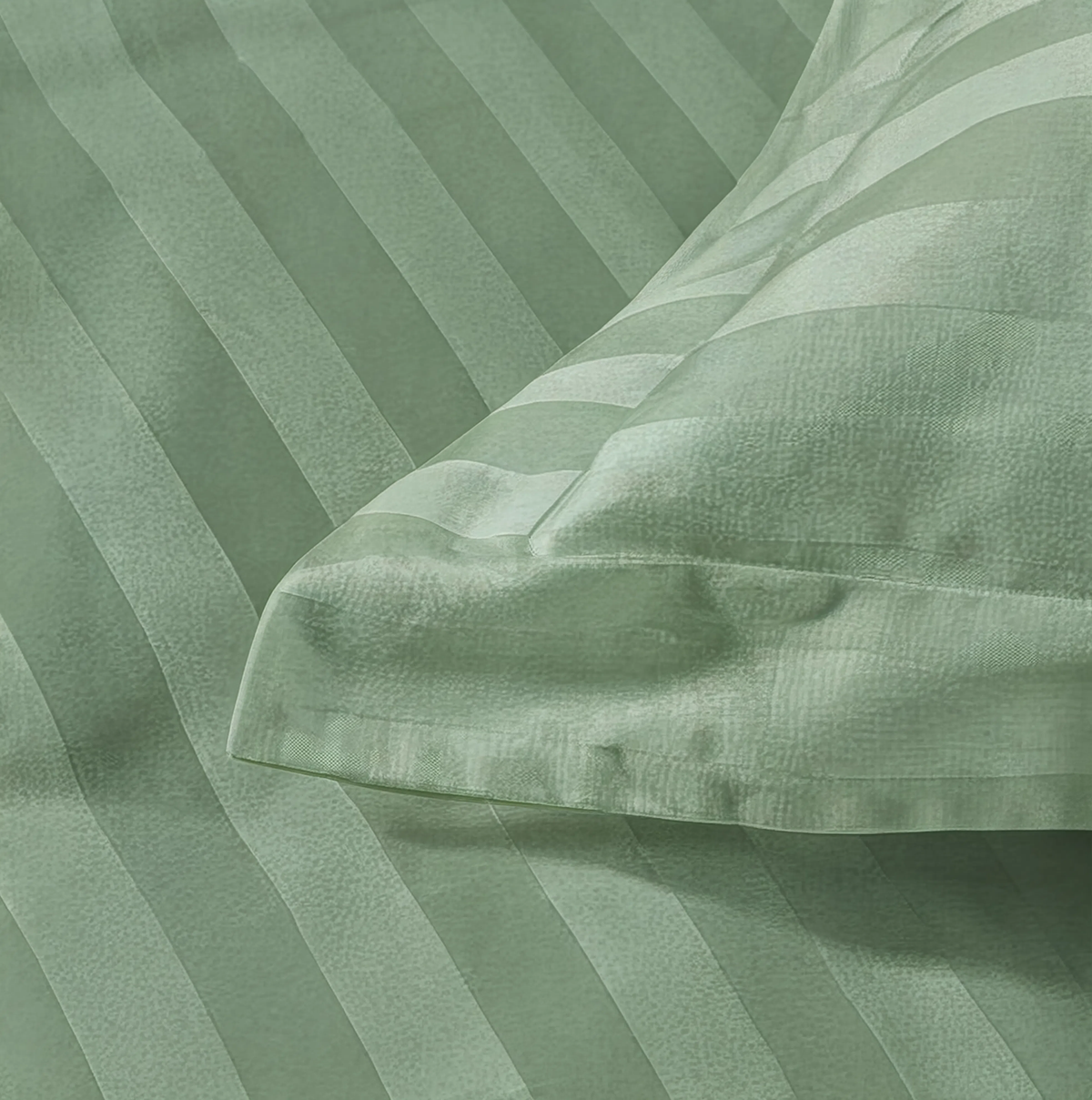 Zelesta Deluxe Hotel Stripe Baumwollsatin Bettdecke - Grün