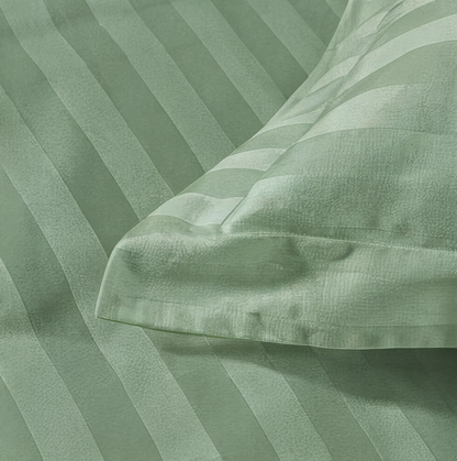 Zelesta Deluxe Hotel Stripe Baumwollsatin Bettdecke - Grün