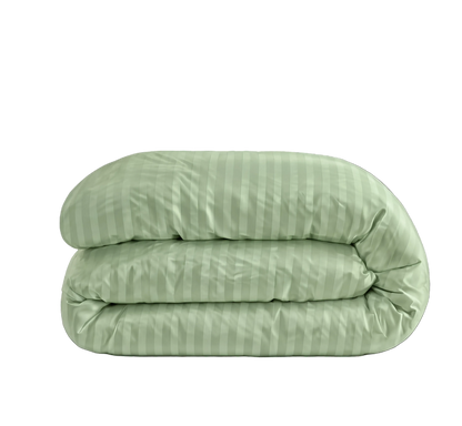 Zelesta Deluxe Hotel Stripe Baumwollsatin Bettdecke - Grün