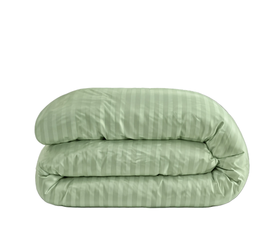 Zelesta Deluxe Hotel Stripe Baumwollsatin Bettdecke - Grün