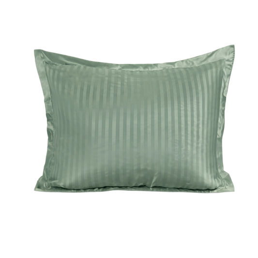 Zelesta Deluxe Hotel Stripe Baumwollsatin Kissenbezüge Set von 2 - Grün