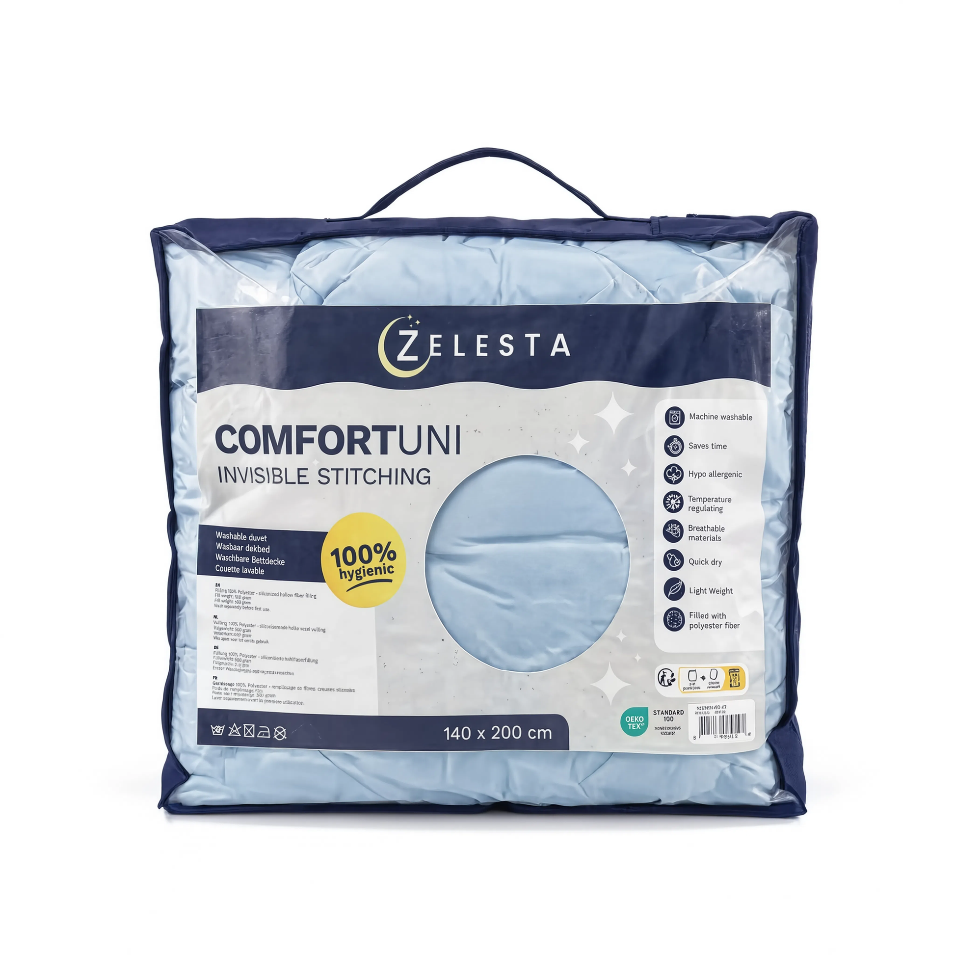Zelesta Comfort Uni No Stitch Bettdecke - Eisblau