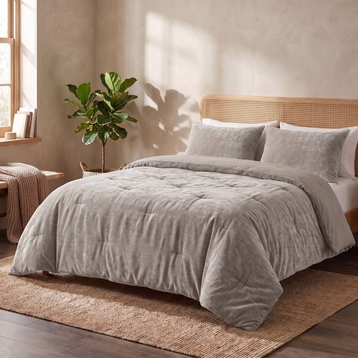 Zelesta Special Jersey Chenille Bettdecke - Metallgrau