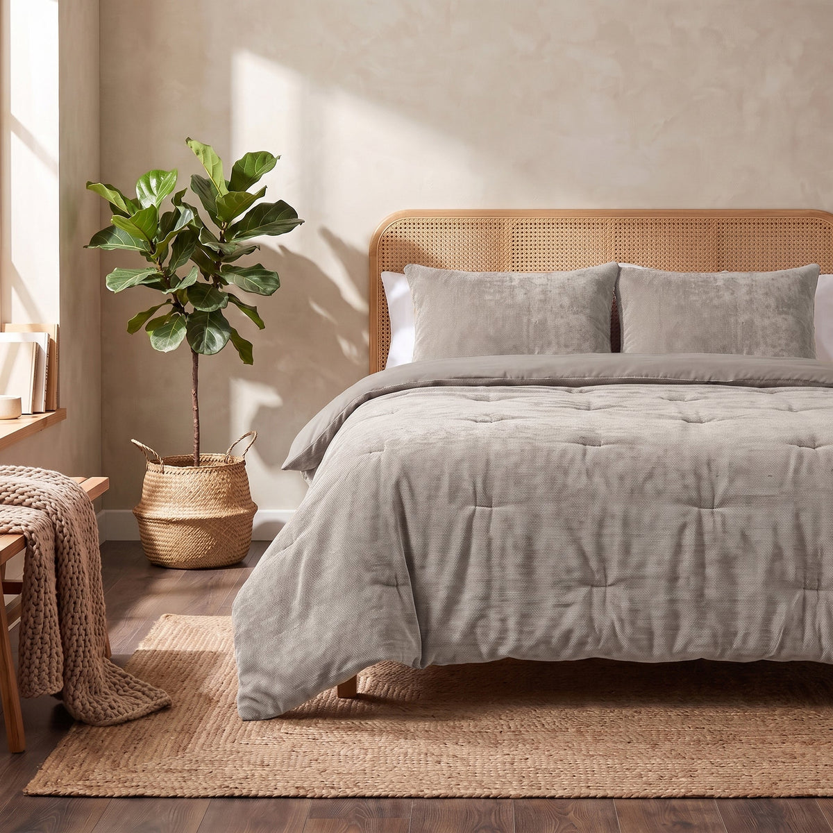 Zelesta Special Jersey Chenille Bettdecke - Metallgrau