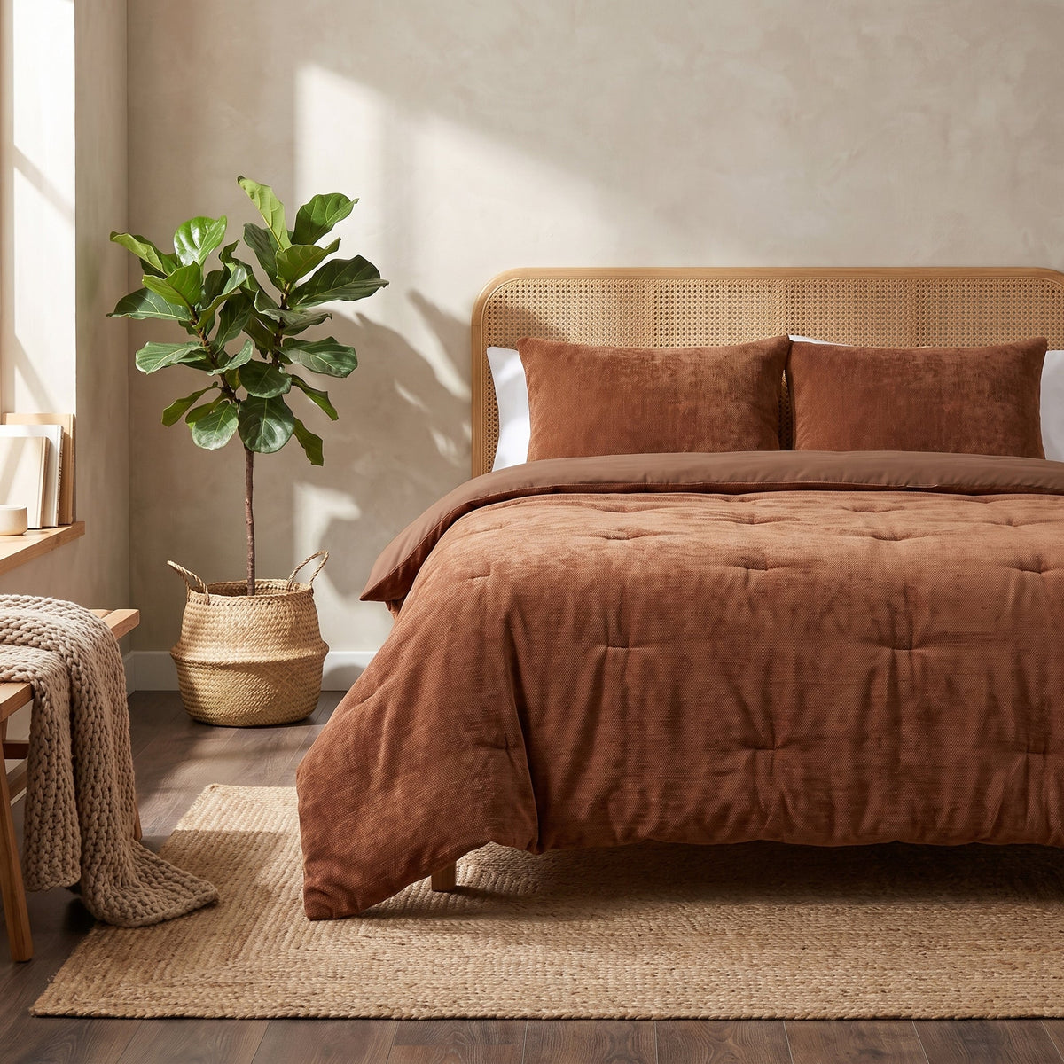 Zelesta Special Jersey Chenille Bettdecke - Warmes Braun