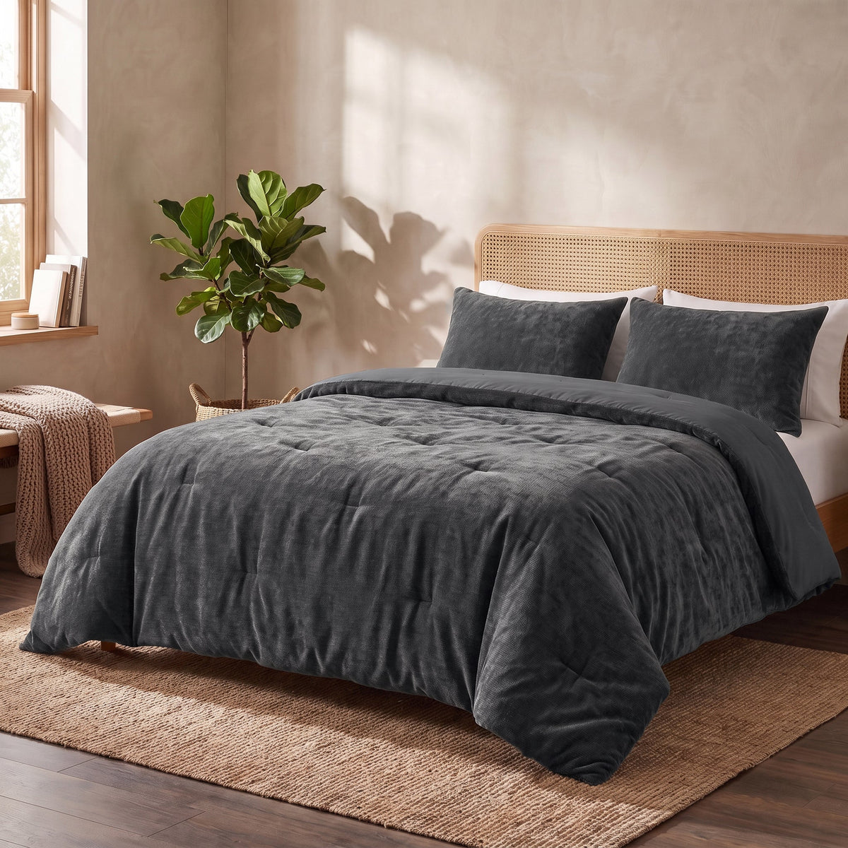 Zelesta Special Jersey Chenille Bettdecke - Warmes Grau