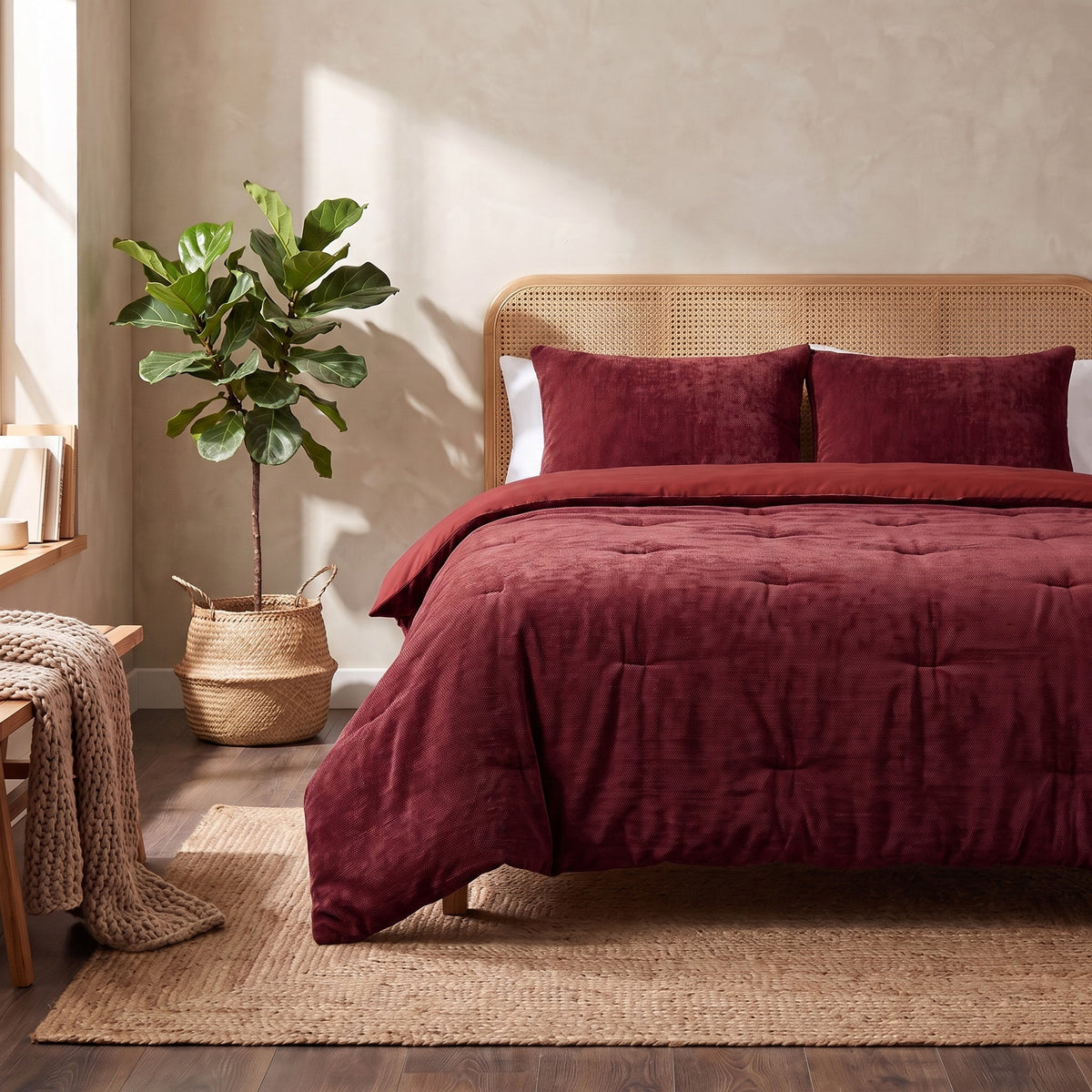 Zelesta Special Jersey Chenille Bettdecke - Barockrot