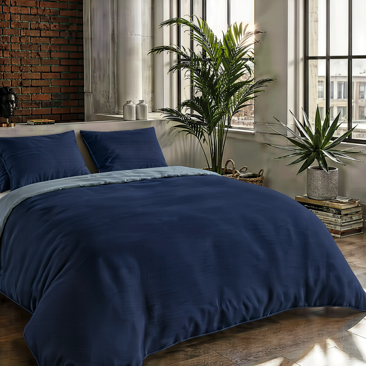 Zelesta Comfort Duo No Stitch Bettdecke - Blau & Marineblau