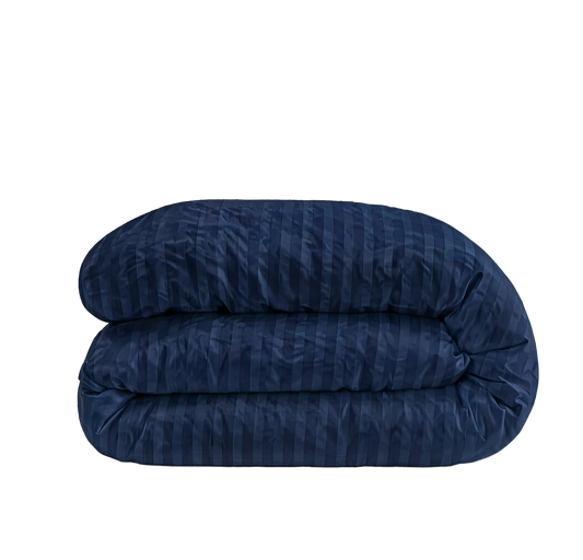 Zelesta Deluxe Hotel Stripe Baumwollsatin Bettdecke - Blau