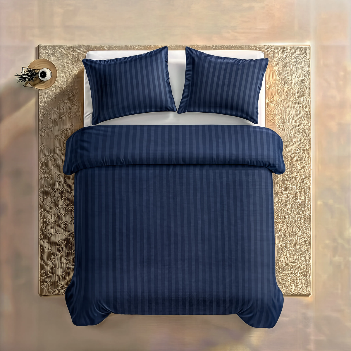 Zelesta Deluxe Hotel Stripe Baumwollsatin Bettdecke - Blau