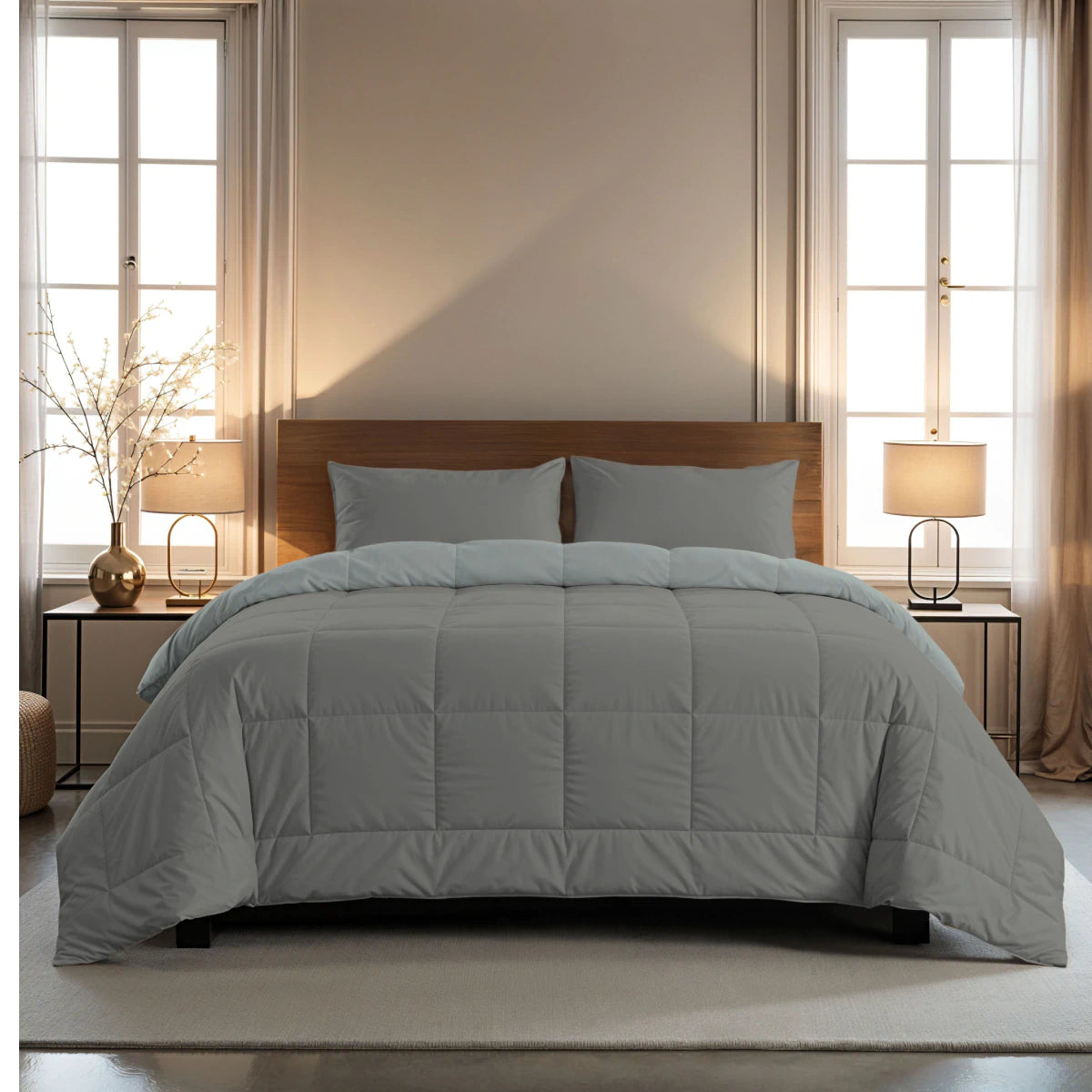 Zelesta Pure Duo Baumwolle Bettdecke - Dunkelgrau & Hellgrau
