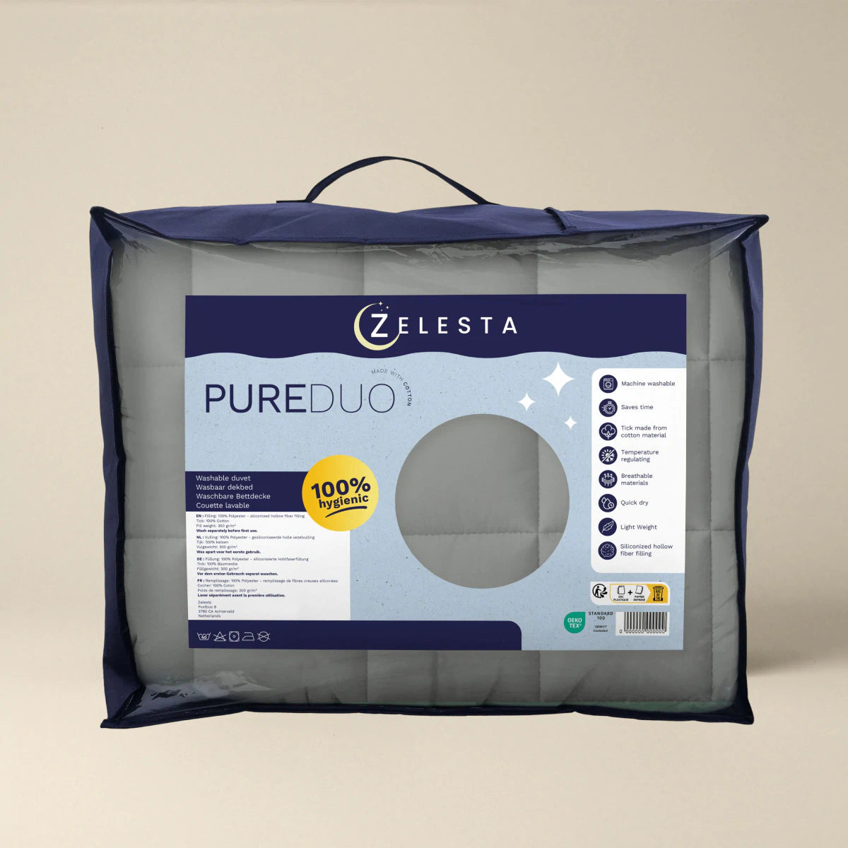 Zelesta Pure Duo Baumwolle Bettdecke - Dunkelgrau & Hellgrau